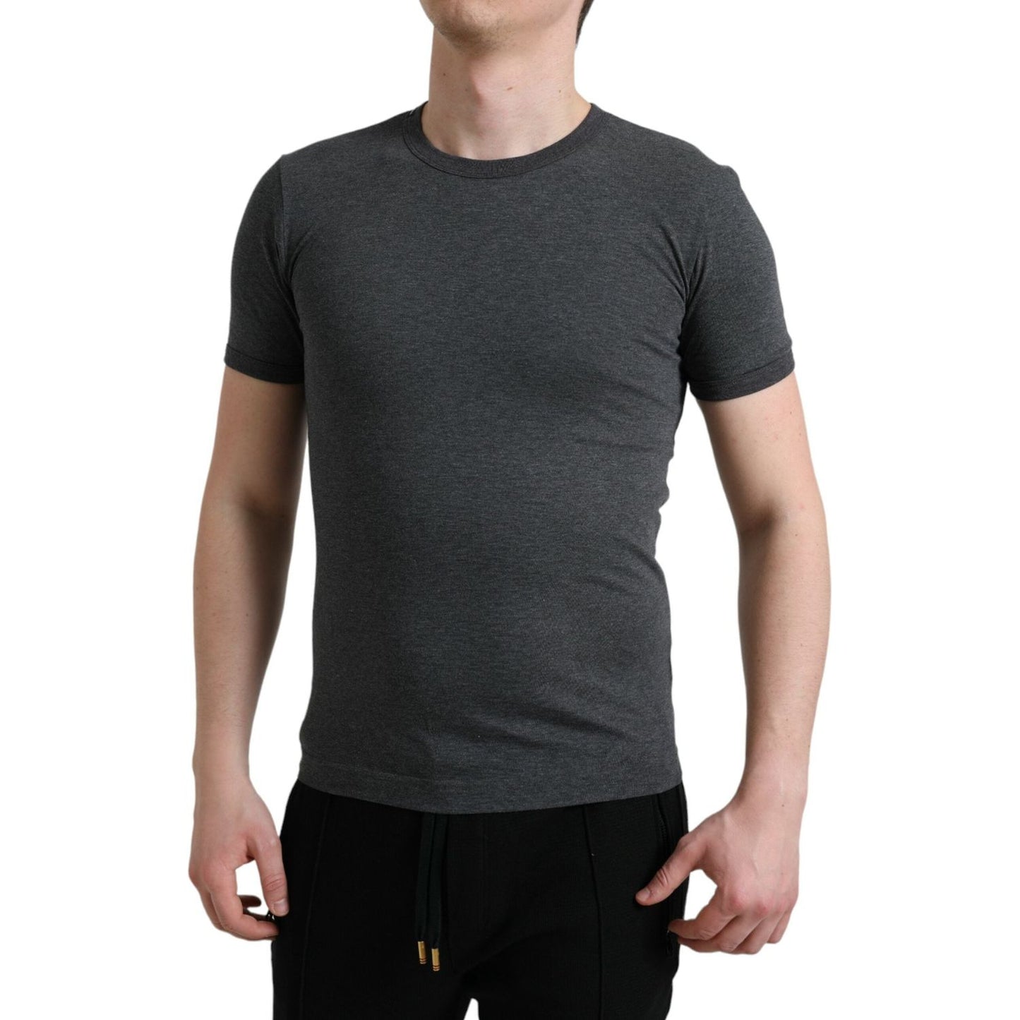 Dolce & Gabbana Elegant Dark Gray Crew Neck Tee Dolce & Gabbana