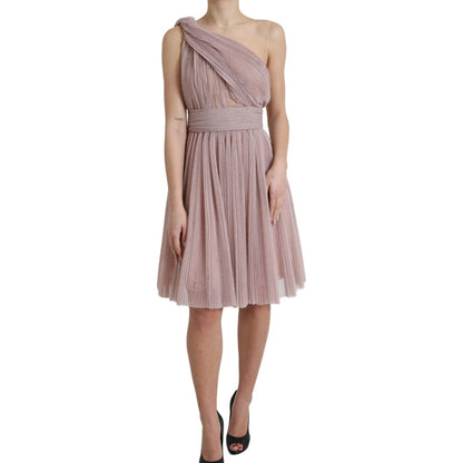 Dolce & Gabbana Light Lilac Pleated Lame Tulle One Shoulder Dress Dolce & Gabbana