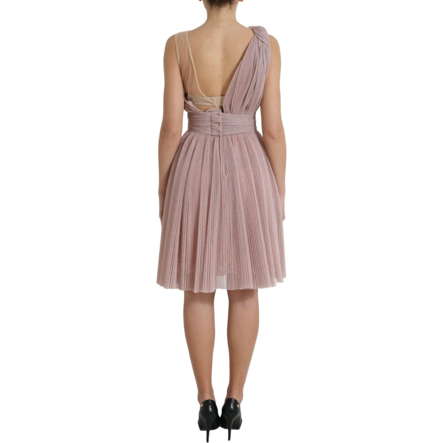Dolce & Gabbana Light Lilac Pleated Lame Tulle One Shoulder Dress Dolce & Gabbana