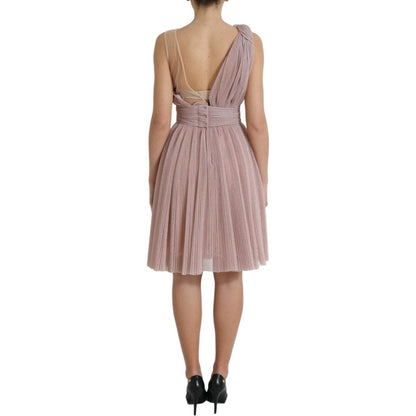Dolce & Gabbana Light Lilac Pleated Lame Tulle One Shoulder Dress Dolce & Gabbana