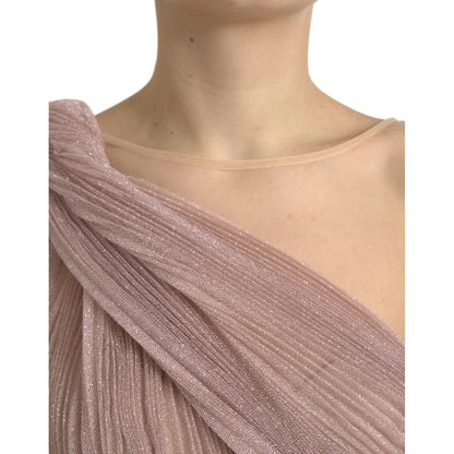Dolce & Gabbana Light Lilac Pleated Lame Tulle One Shoulder Dress Dolce & Gabbana