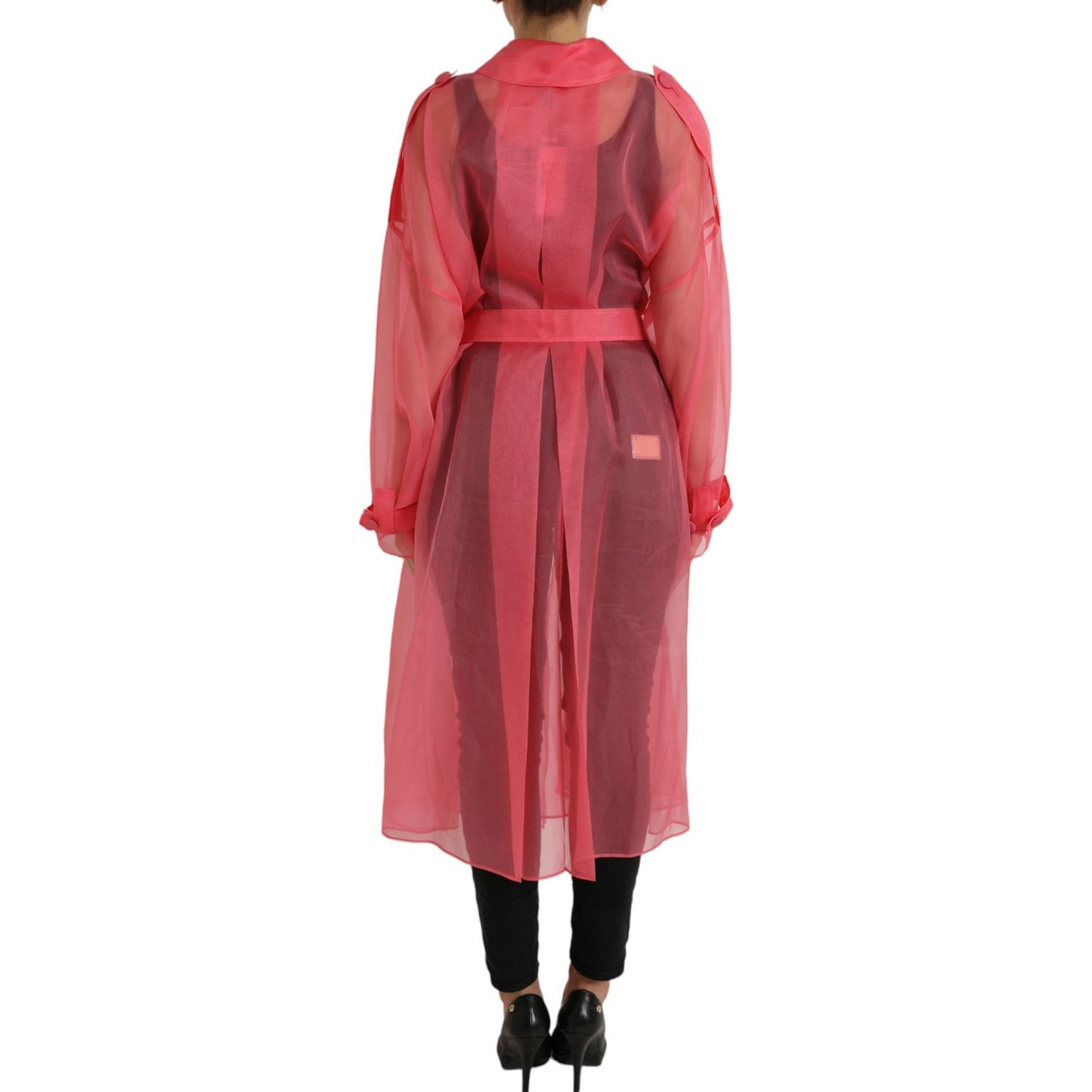 Dolce & Gabbana Elegant Pink Silk Long Jacket Dolce & Gabbana