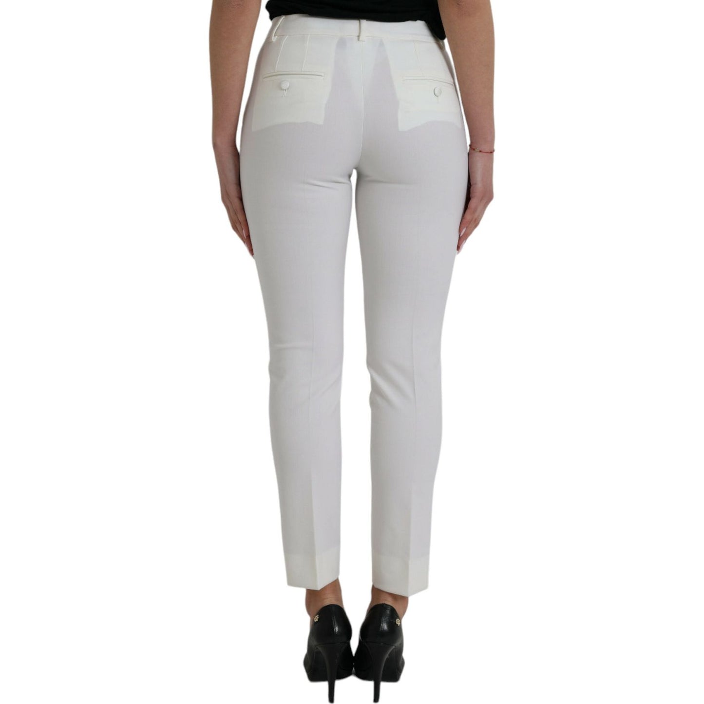 Dolce & Gabbana Elegant White Mid-Waist Tapered Pants Dolce & Gabbana