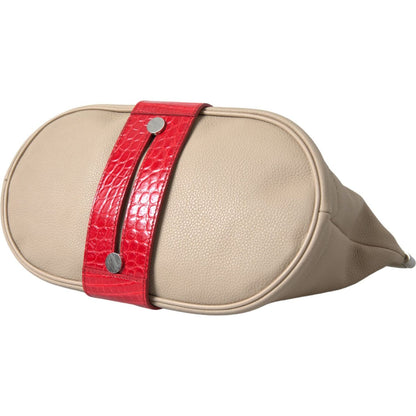 Balenciaga Beige Red Two Tone Exotic Leather Pouch Bag Balenciaga