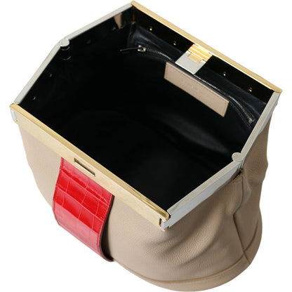 Balenciaga Beige Red Two Tone Exotic Leather Pouch Bag Balenciaga