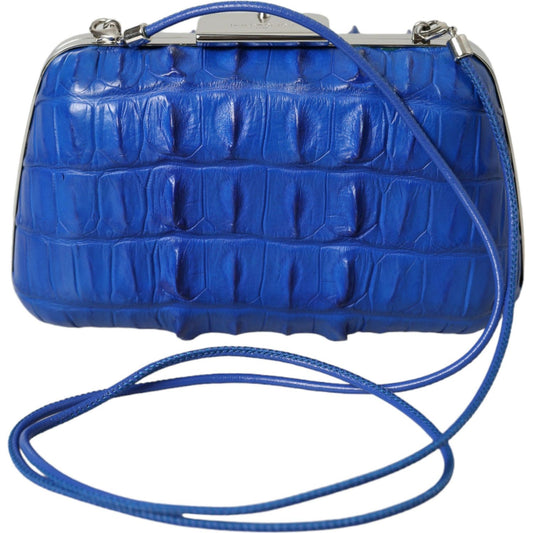 Balenciaga Blue Exotic Skin Leather Shoulder Crossbody Box Clutch Bag