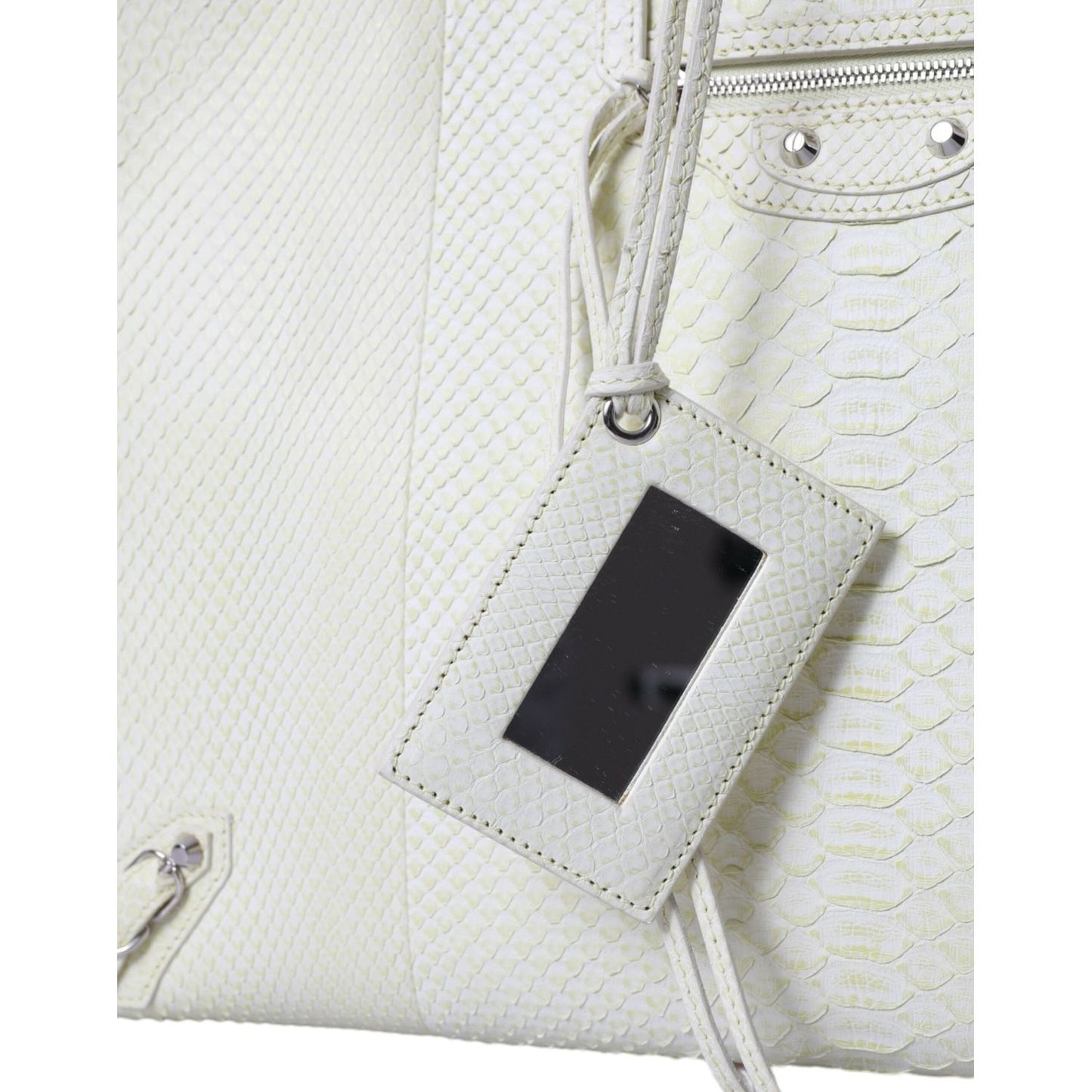 Balenciaga Chic Python Leather Tote in White & Yellow Balenciaga