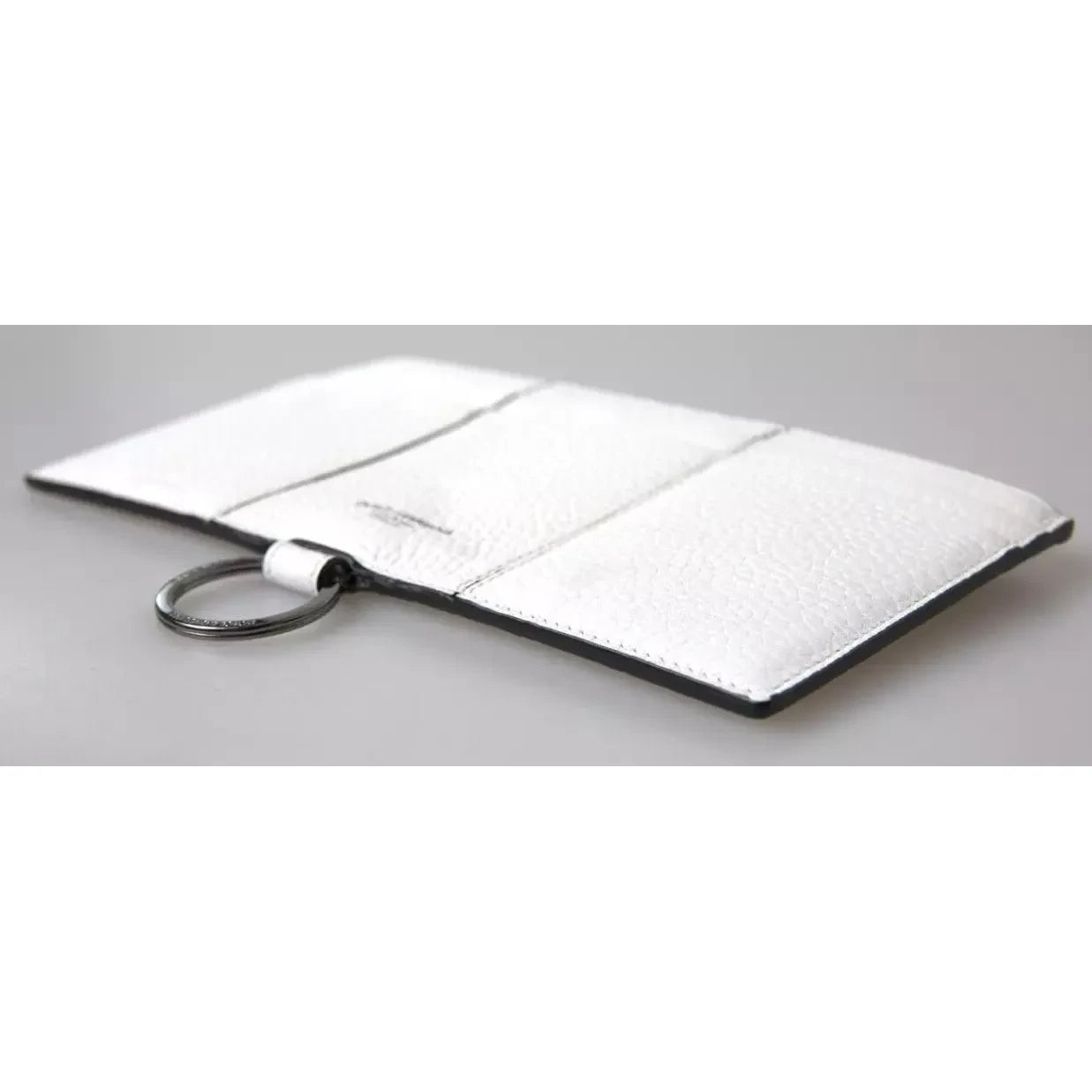 Dolce & Gabbana Elegant White Leather Crossbody Cardholder Dolce & Gabbana Light Gray