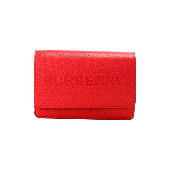 Burberry Hampshire Small Red Embossed Logo Smooth Leather Crossbody Bag Burberry