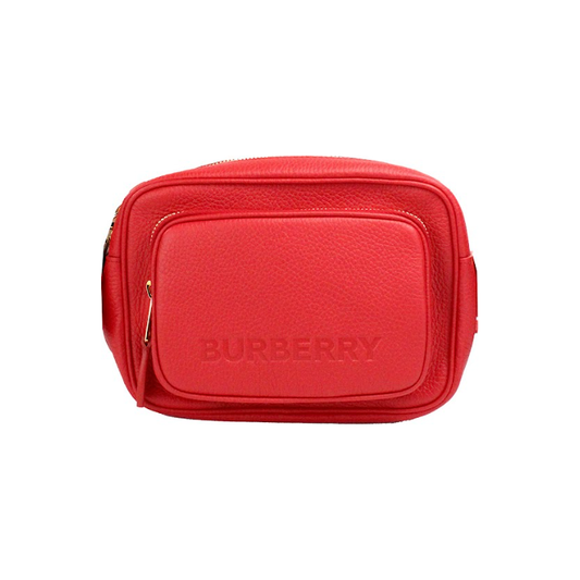 Burberry Small Branded Bright Red Grainy Leather Camera Crossbody Bag Burberry