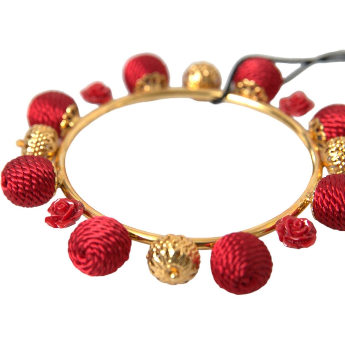 Dolce & Gabbana Gold Brass Red RUNWAY Sicilia Natale Roses Bracelet Dolce & Gabbana