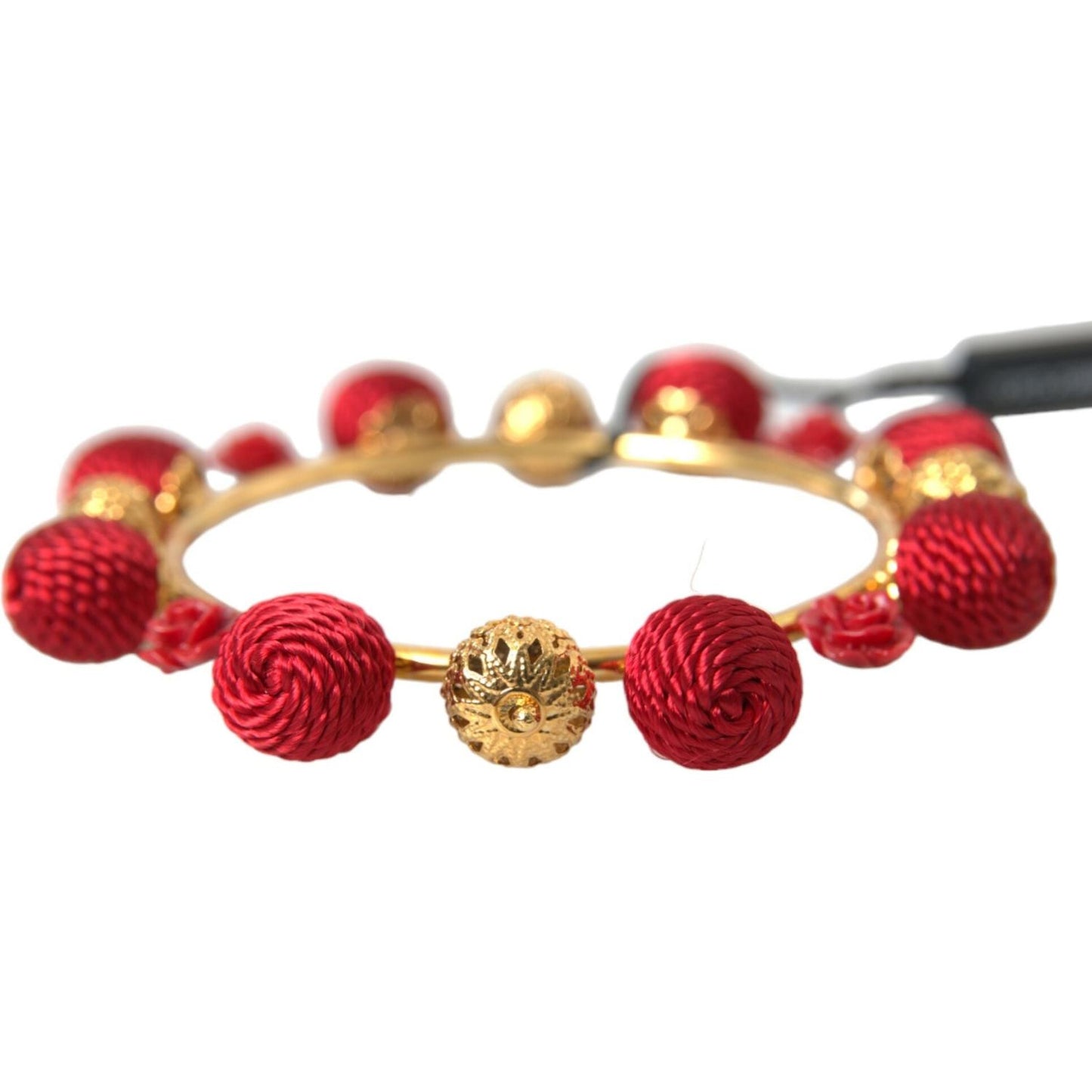 Dolce & Gabbana Gold Brass Red RUNWAY Sicilia Natale Roses Bracelet Dolce & Gabbana