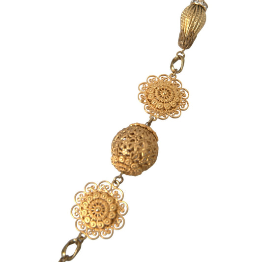 Dolce & Gabbana Crystal Flower Filigree Gold Brass Statement Necklace Dolce & Gabbana