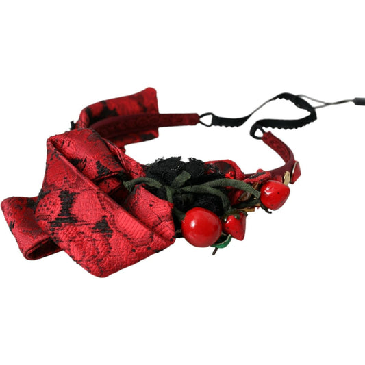 Dolce & Gabbana Red Cherry Sicily Embellished Women Hairband Diadem Dolce & Gabbana