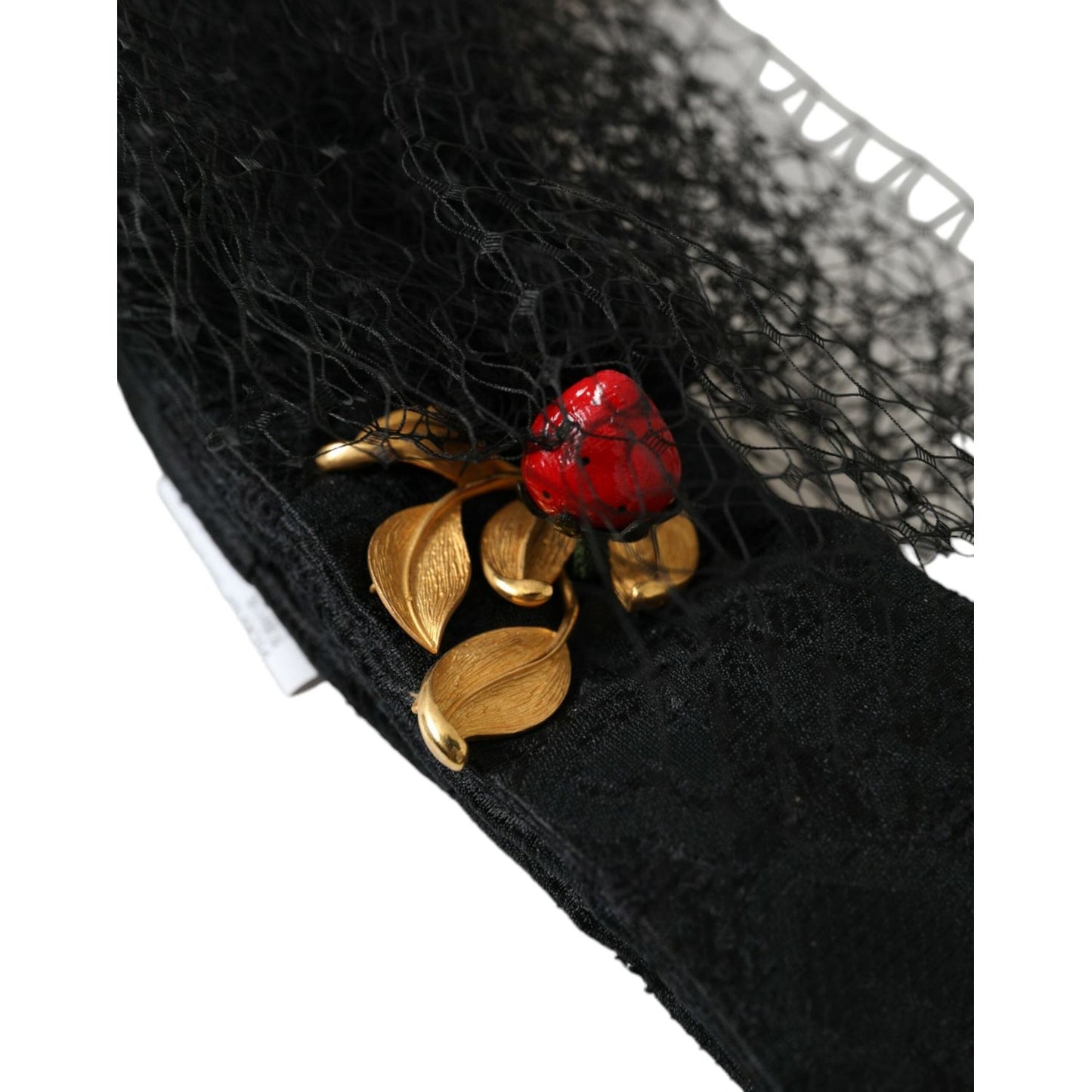 Dolce & Gabbana Black Strawberry Sicily Crystal Mesh Net Headband Diadem Dolce & Gabbana