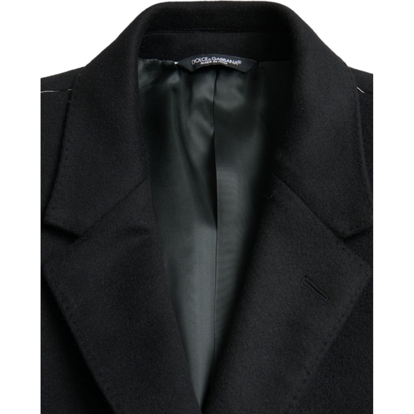 Dolce & Gabbana Black Wool Cashmere Trench Coat Jacket Dolce & Gabbana