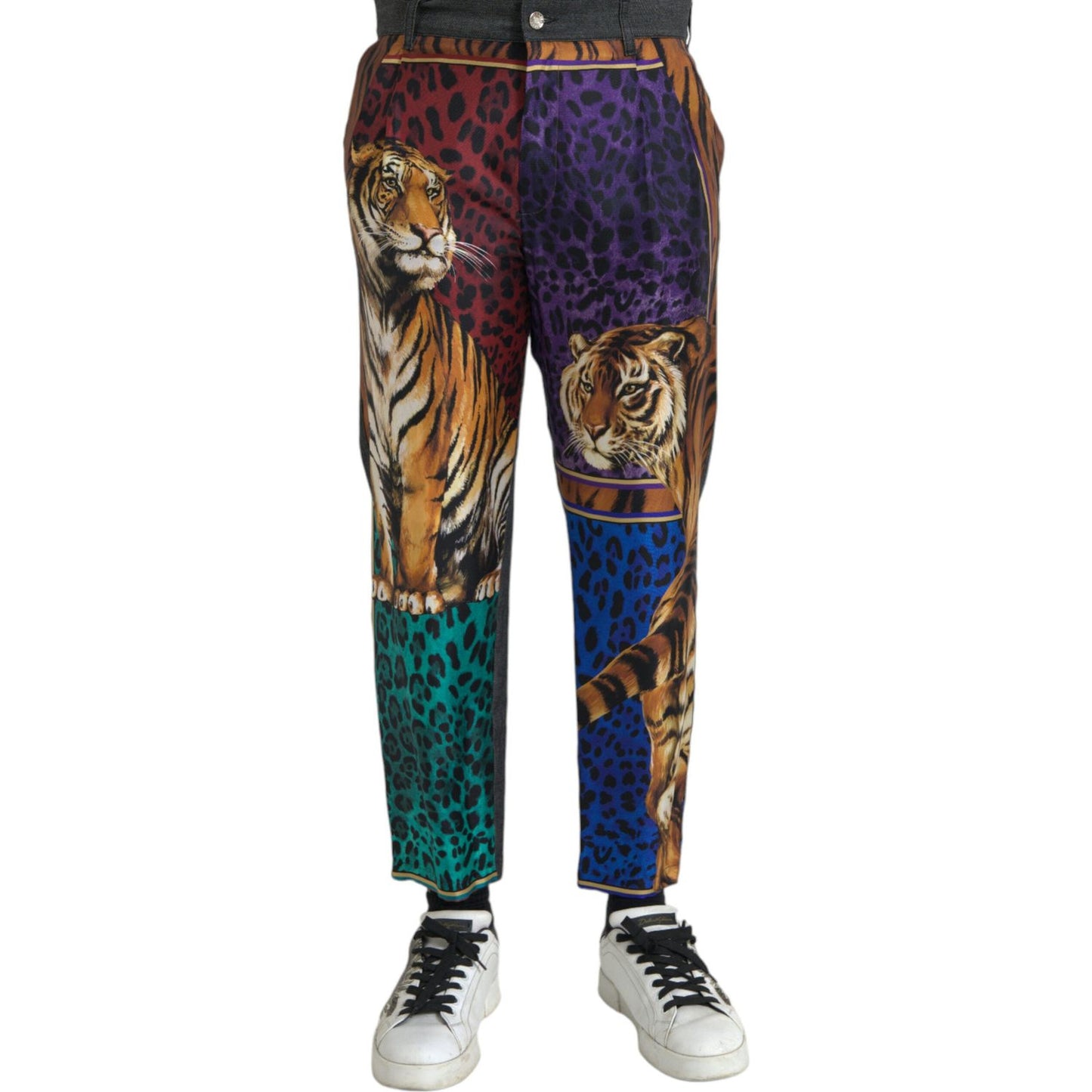 Dolce & Gabbana Multicolor Tiger Leopard Cotton Loose Tapered Pants Dolce & Gabbana