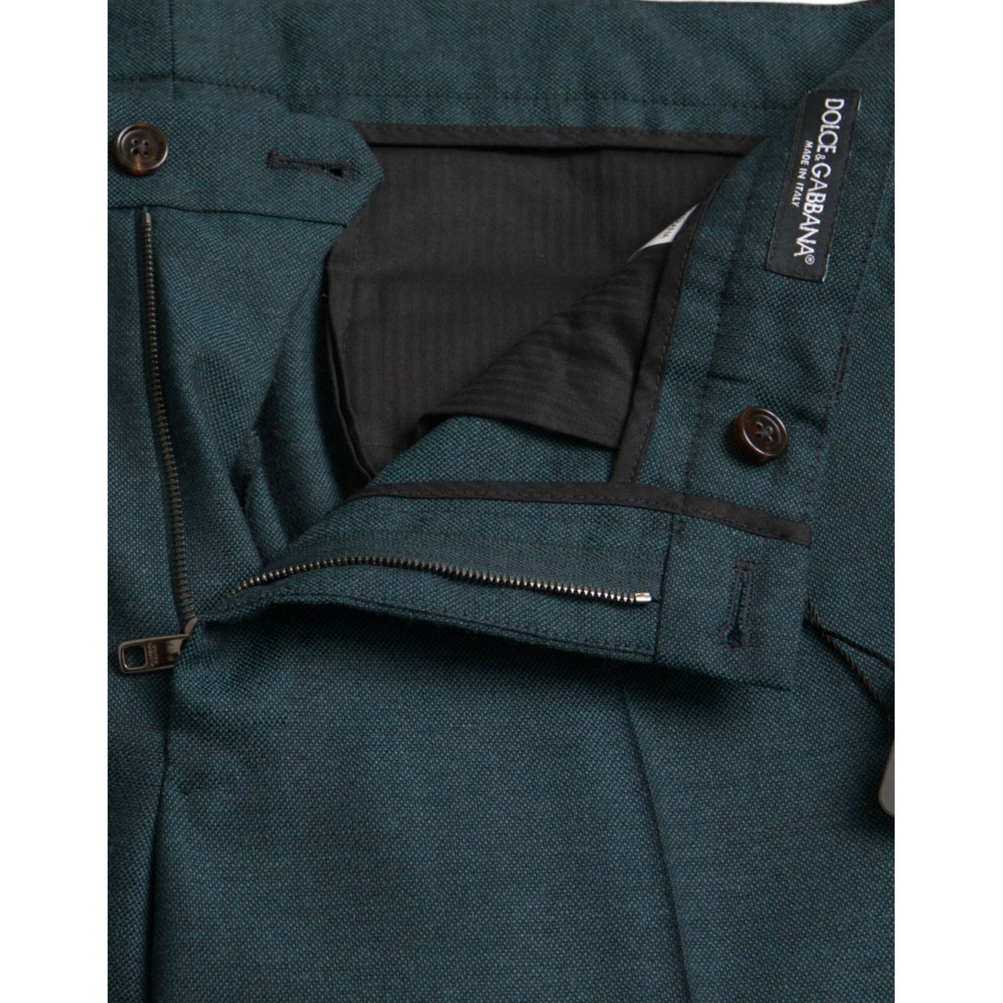 Dolce & Gabbana Green Wool Skinny Slim Dress Pants Dolce & Gabbana