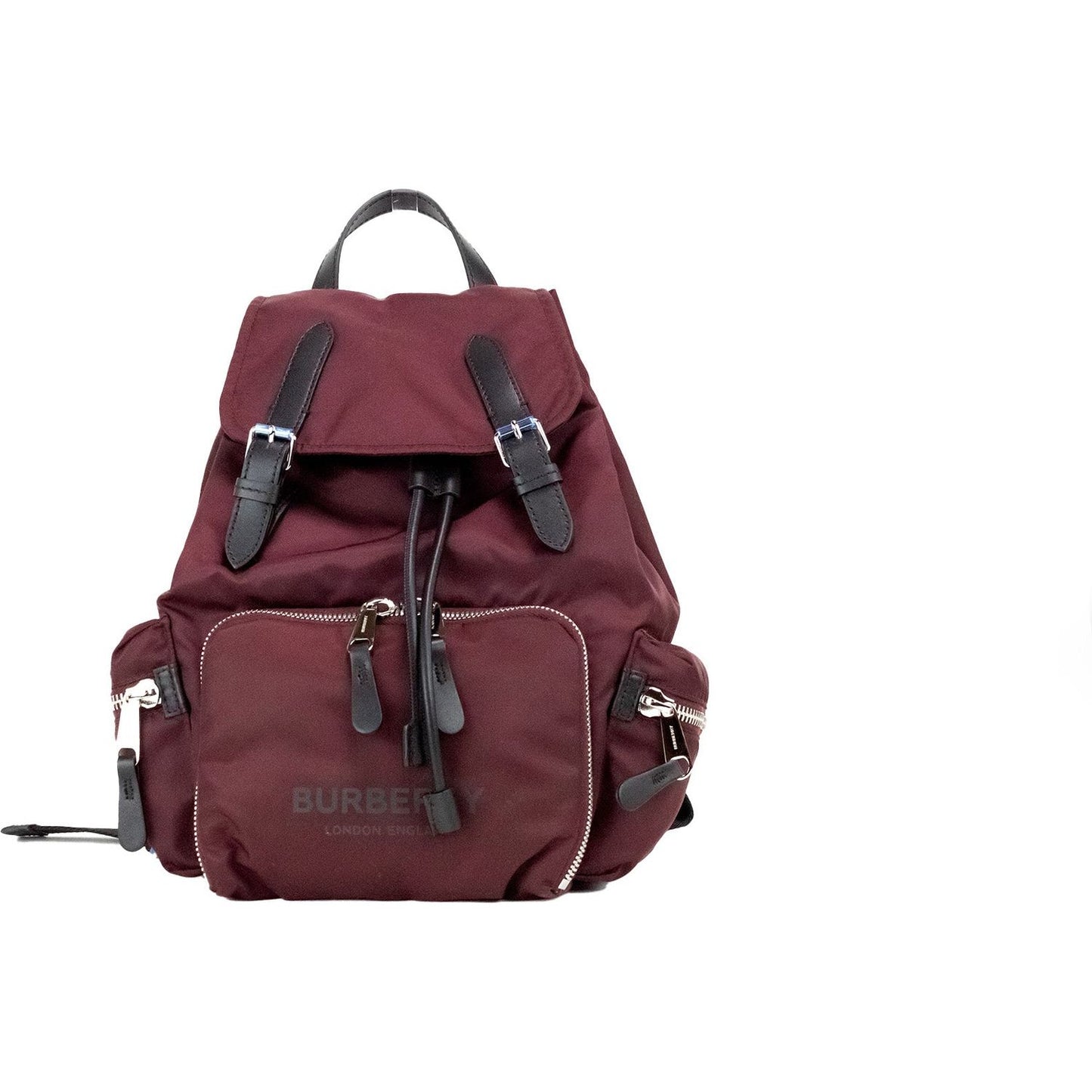 Burberry Medium Burgundy Econyl Nylon Rucksack Drawstring Backpack Bookbag Burberry