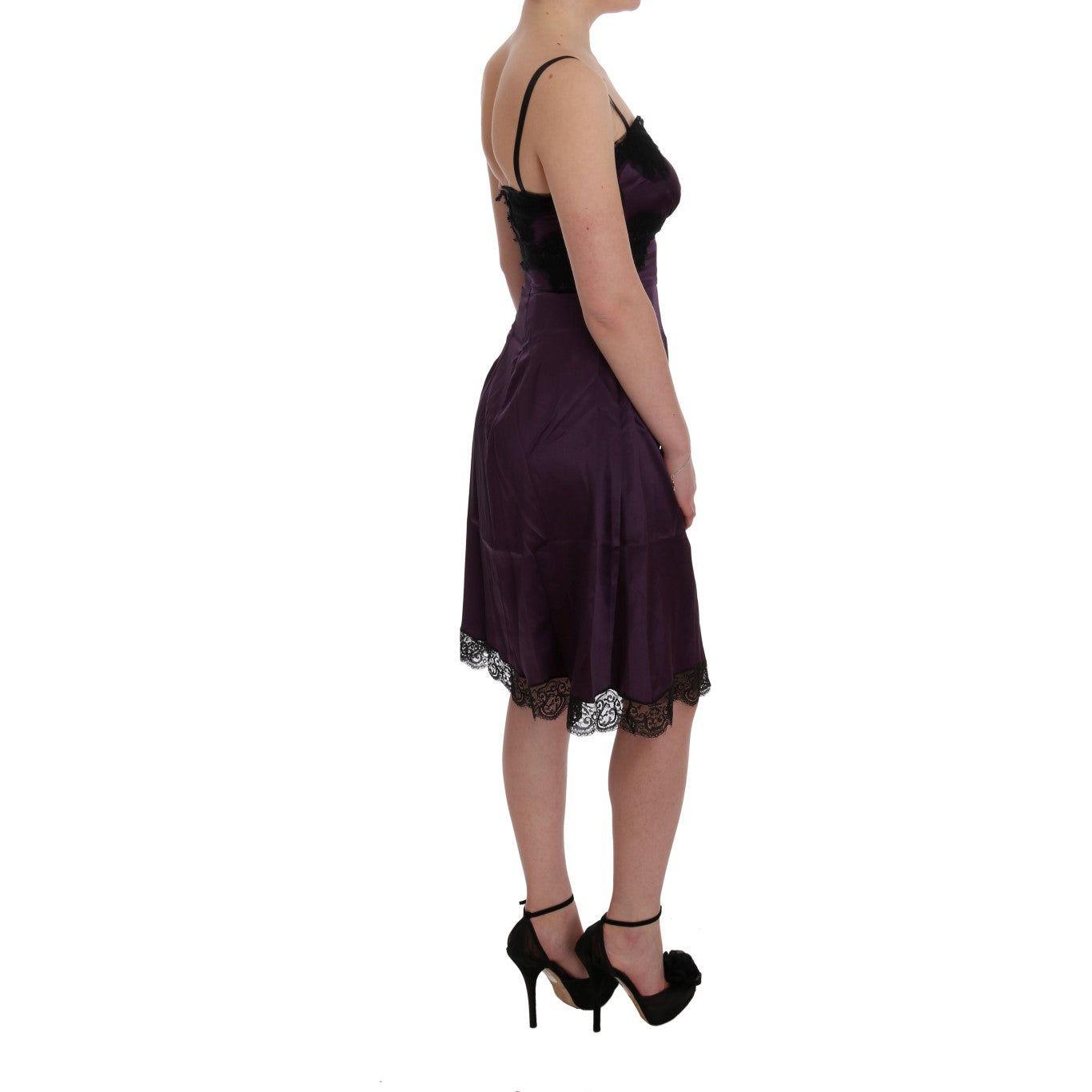 Dolce & Gabbana Elegant Purple Silk Lace Shift Dress Dolce & Gabbana