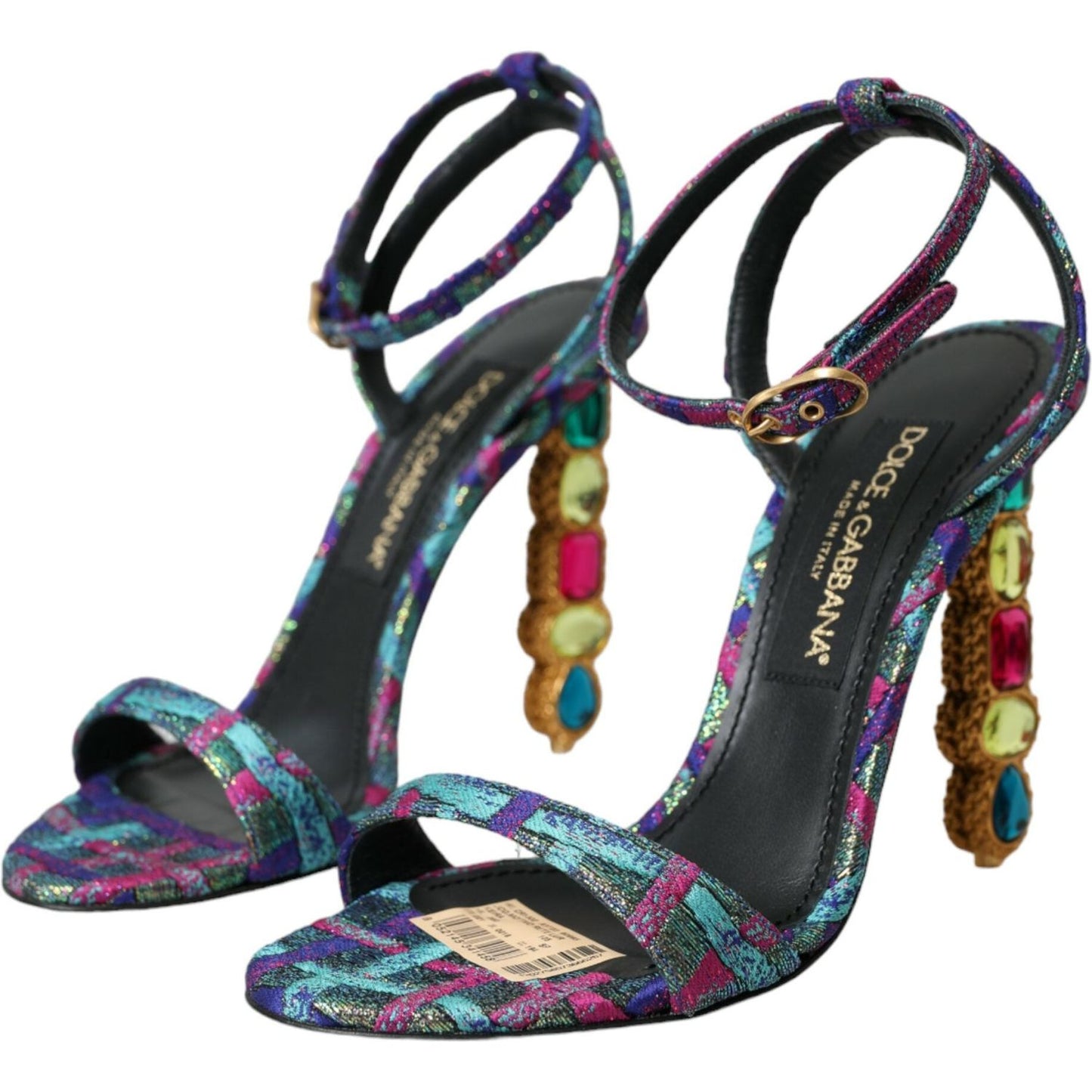 Dolce & Gabbana Multicolor Jacquard Crystals Sandals Shoes Dolce & Gabbana