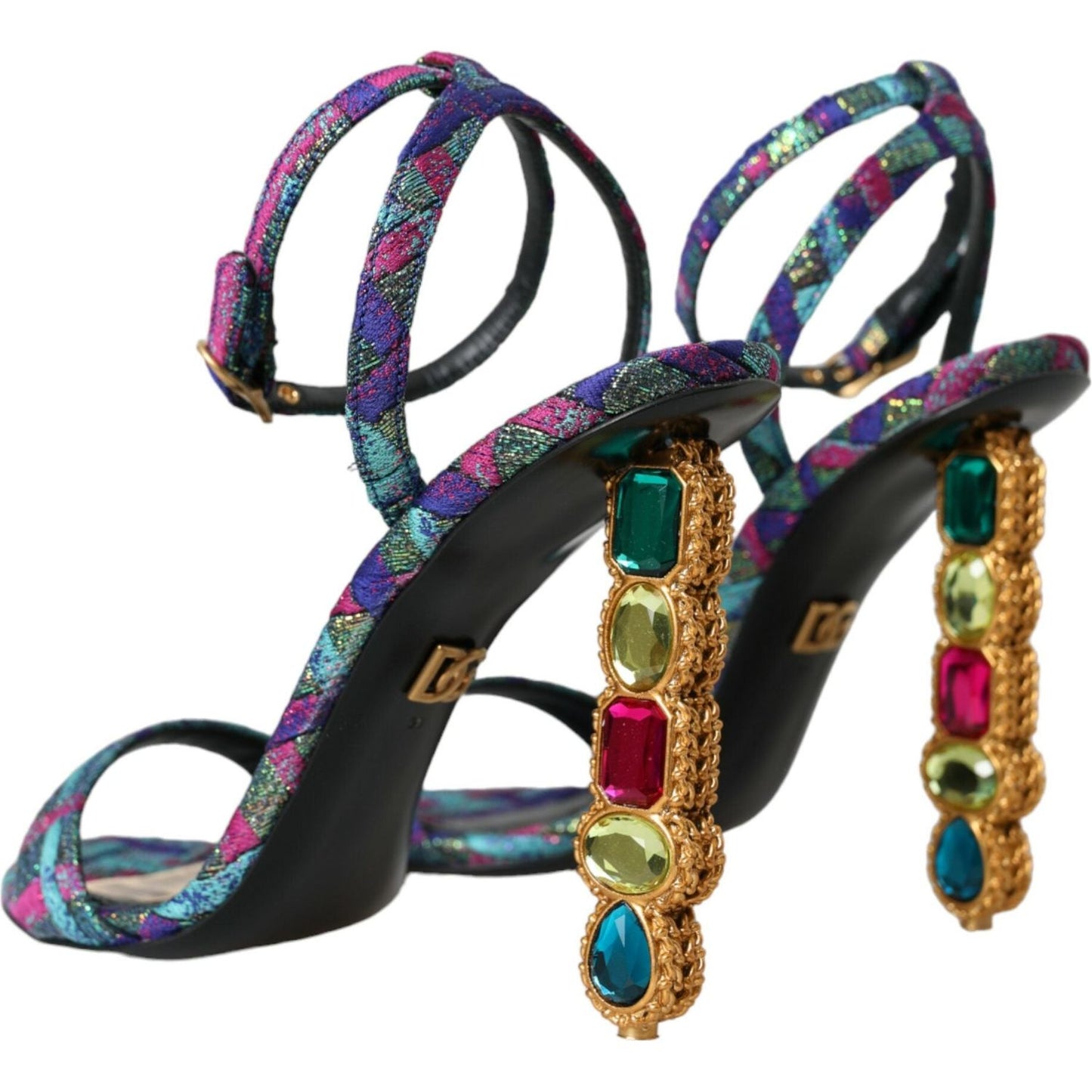 Dolce & Gabbana Multicolor Jacquard Crystals Sandals Shoes Dolce & Gabbana