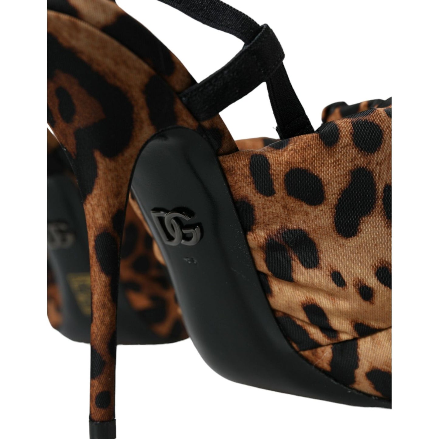 Dolce & Gabbana Brown Leopard Slingback Heels Sandals Shoes Dolce & Gabbana