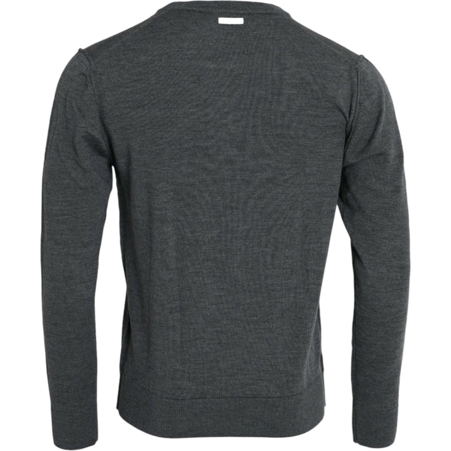 Dolce & Gabbana Dark Gray Wool Crew Neck Pullover Sweater Dolce & Gabbana