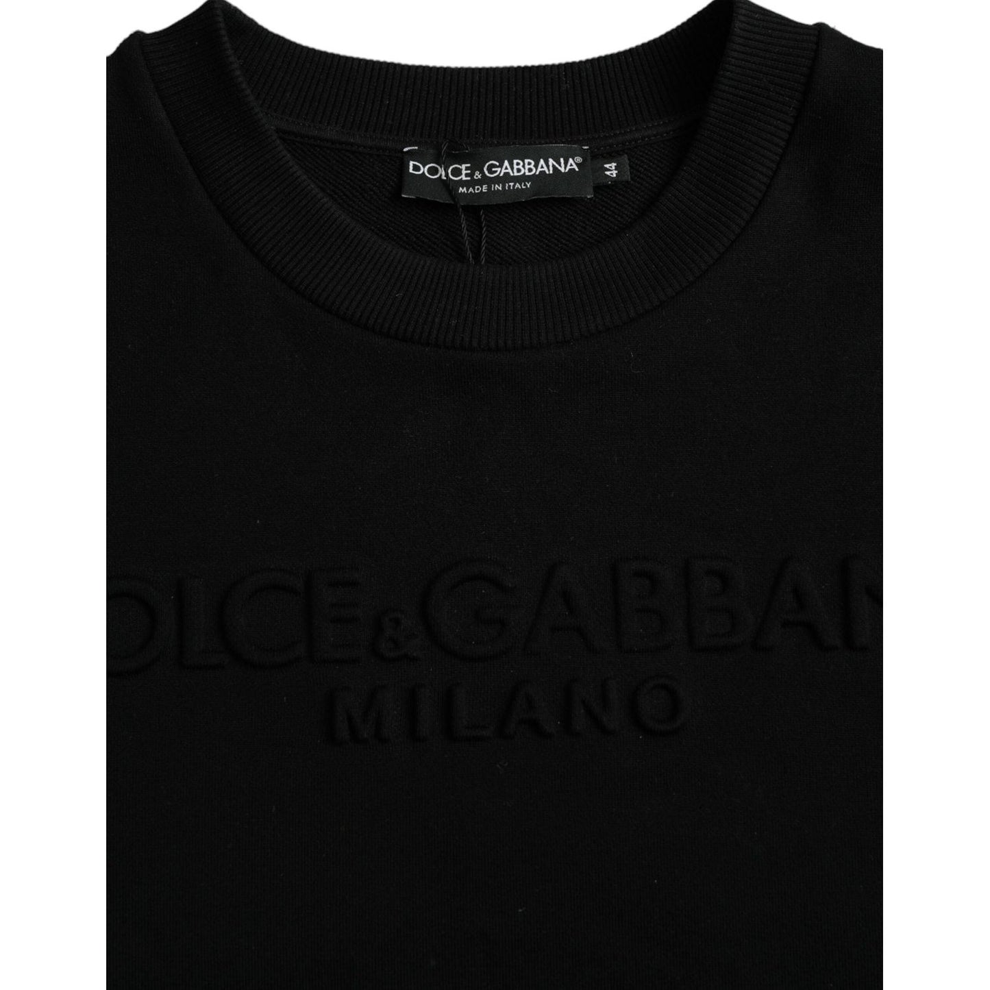 Dolce & Gabbana Black Cotton Long Sleeves Sweatshirt Sweater Dolce & Gabbana