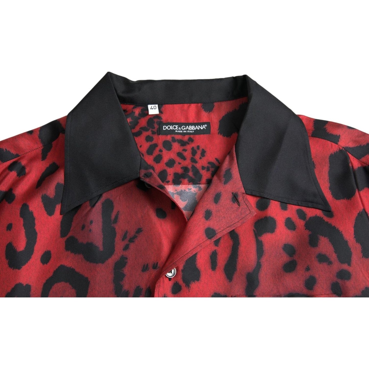 Dolce & Gabbana Red Leopard Silk Button Down Casual Shirt Dolce & Gabbana