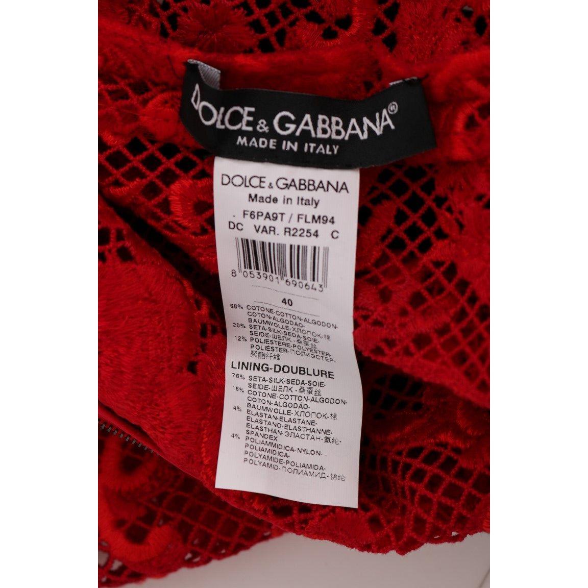 Dolce & Gabbana Elegant Red Sheath Dress with Silk Bow Belt WOMAN DRESSES Dolce & Gabbana