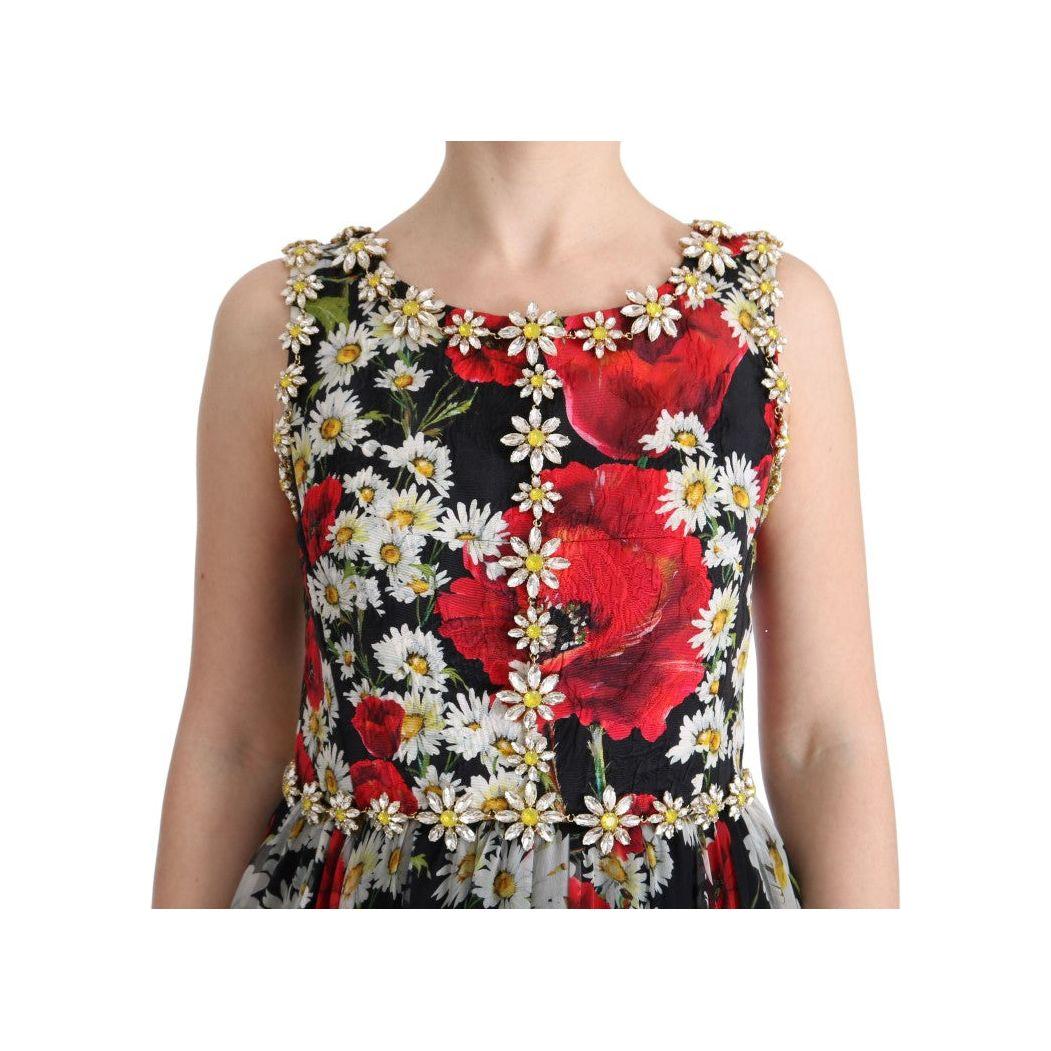 Dolce & Gabbana Floral Maxi Gown with Sunflower Print and Crystals Dolce & Gabbana