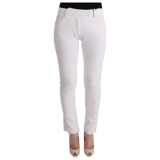 Ermanno Scervino Chic White Slim Fit Cotton Trousers Ermanno Scervino