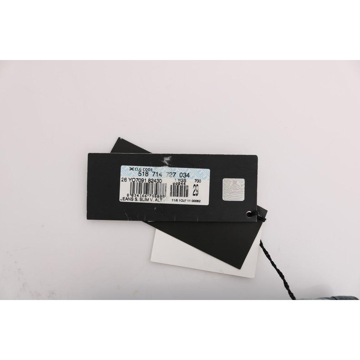 Cavalli Blue Wash Cotton Blend Slim Fit Jeans