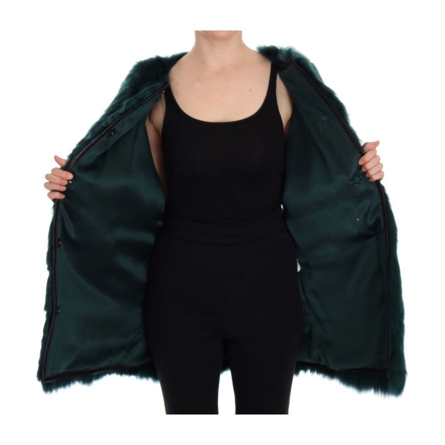 Dolce & Gabbana Exquisite Green Alpaca Fur Long Vest Dolce & Gabbana