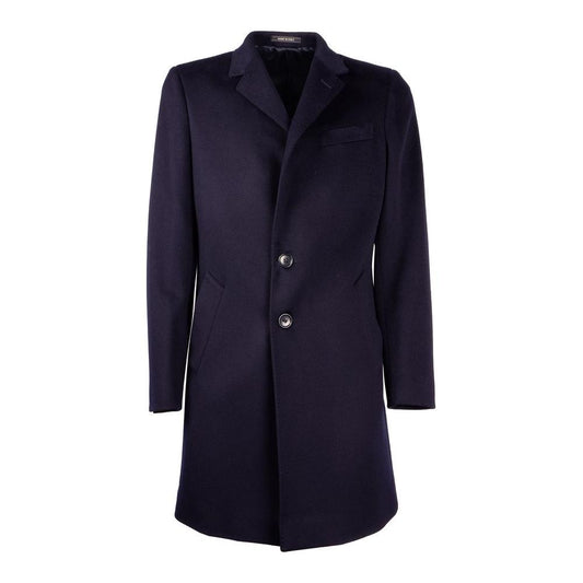 Made in Italy Elegant Dark Blue Wool Men's Coat