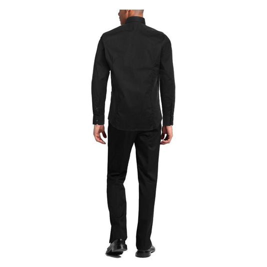 Aquascutum Elegant Black Cotton Shirt with Logo Embroidery Aquascutum