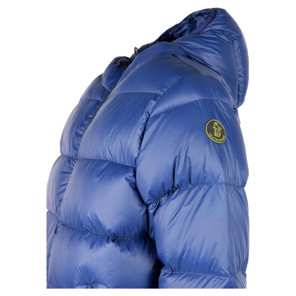 Centogrammi Sleek Blue Nylon Down Jacket Centogrammi