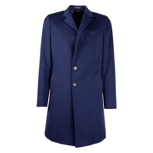 Made in Italy Navy Elegance Wool Coat for Men