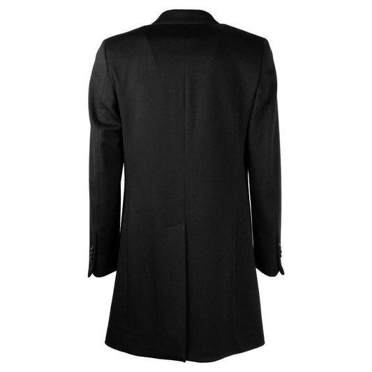 Made in Italy Elegant Black Virgin Wool Men's Coat Made in Italy