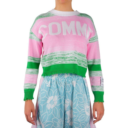 Comme Des Fuckdown Pink Viscose Blend Crewneck Statement Sweater Comme Des Fuckdown