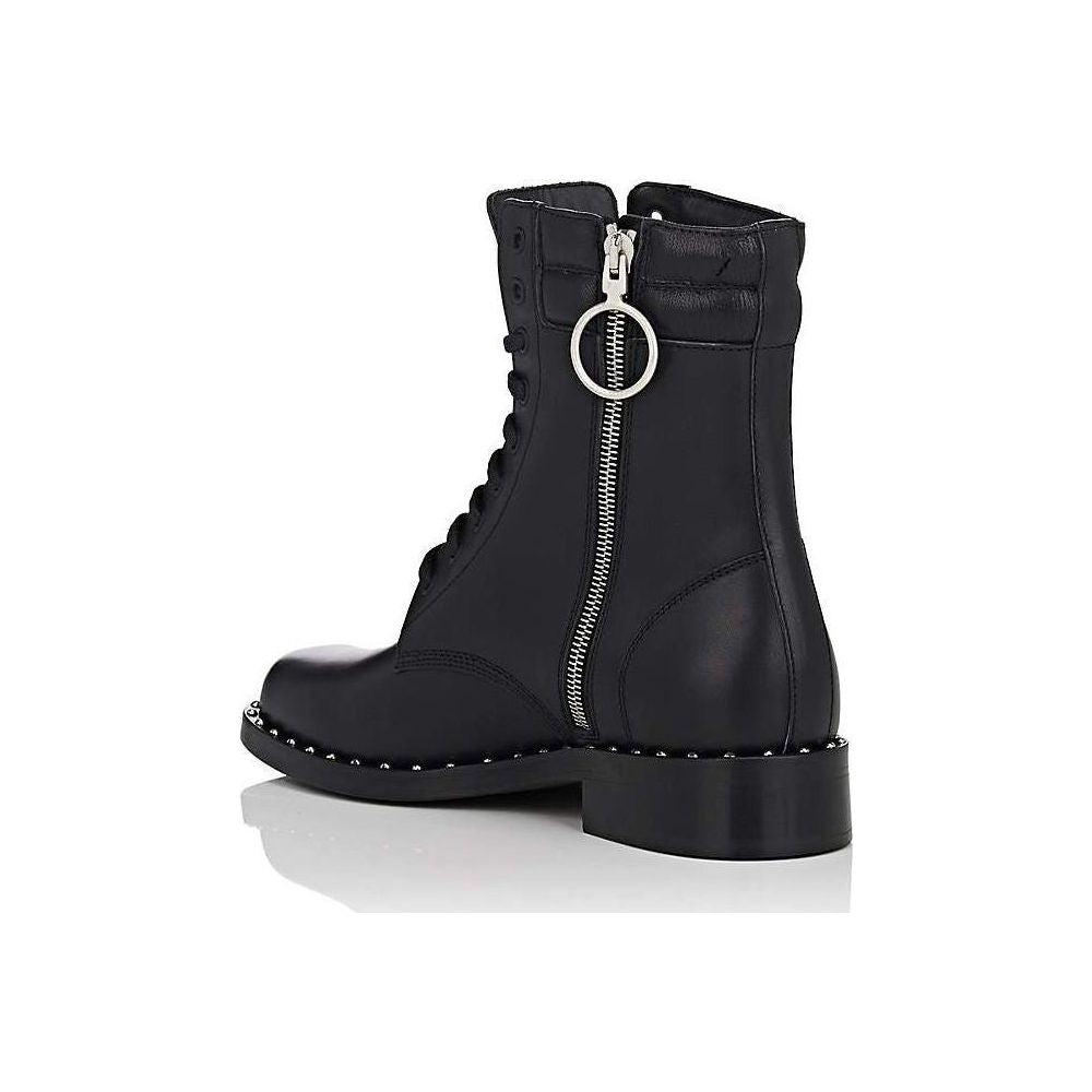 Off-White Studded Calfskin Lace-Up Ankle Boots Off-White