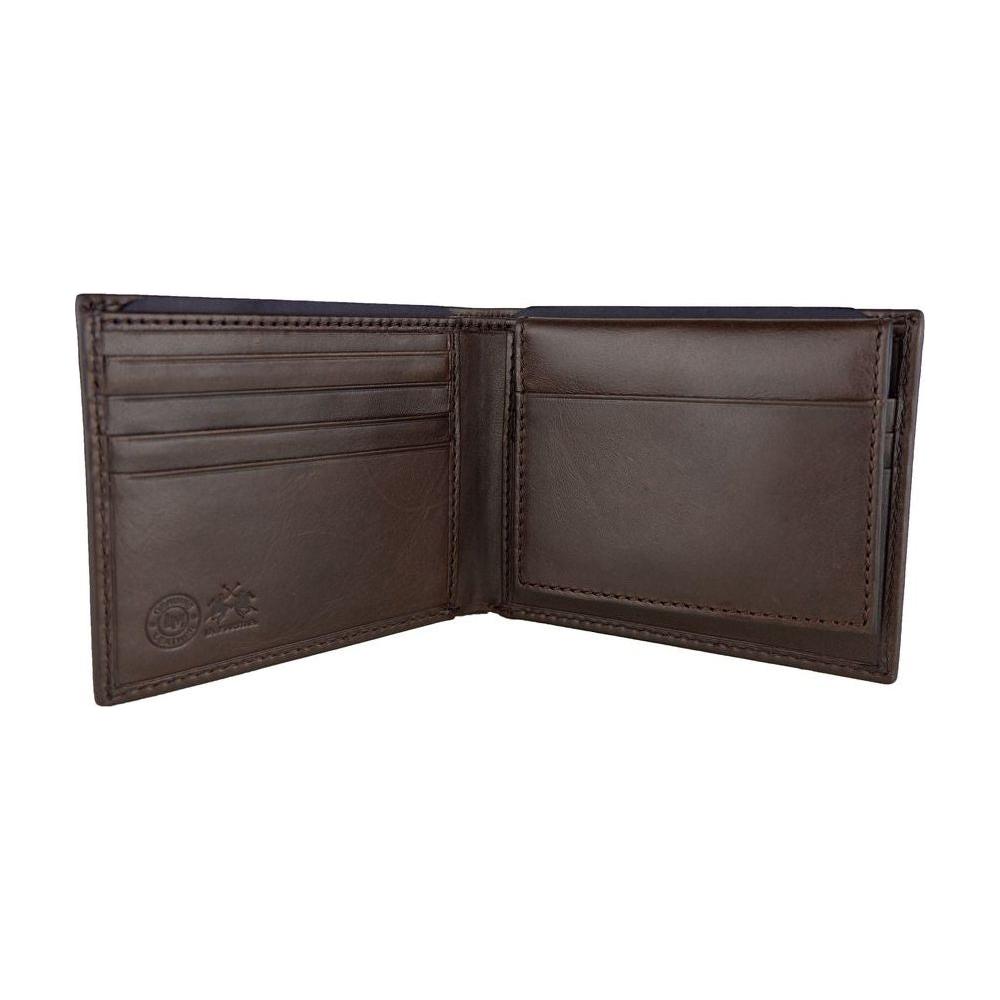 La Martina Brown Leather Men Wallet MAN WALLETS La Martina