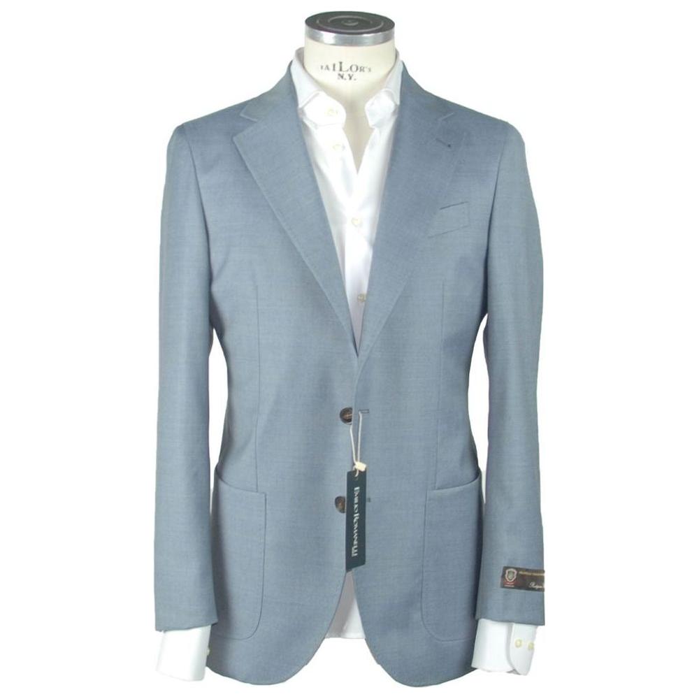 Emilio Romanelli Light Blue Wool Men Blazer Emilio Romanelli