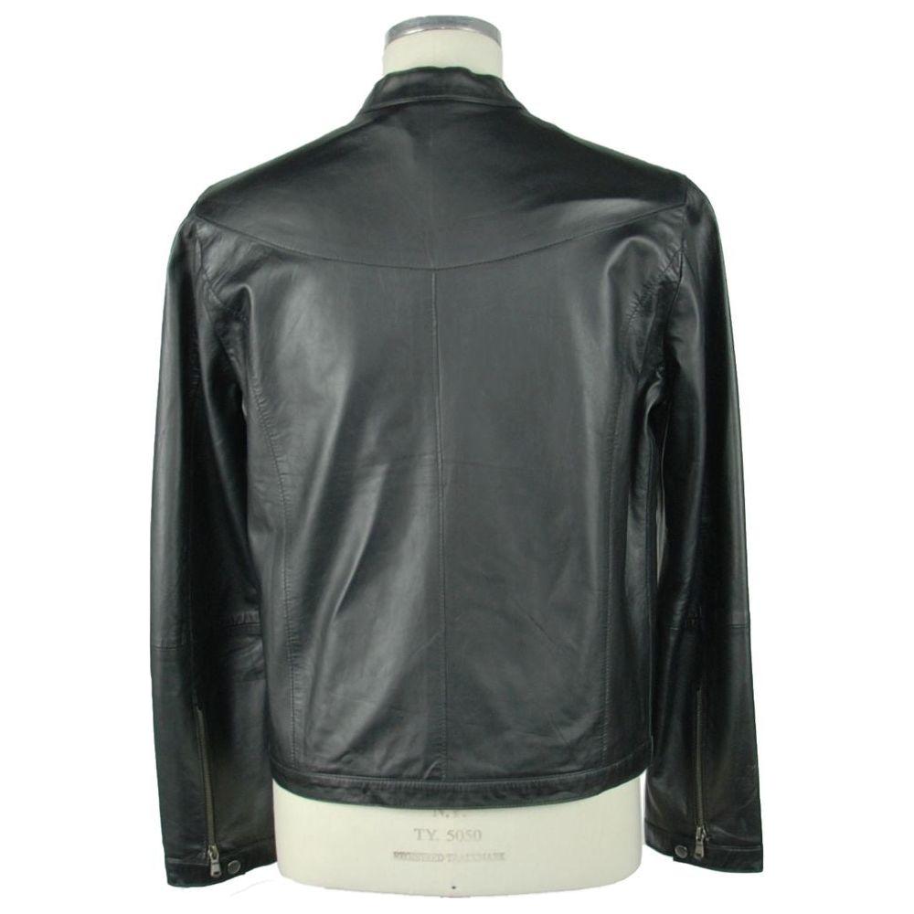 Emilio Romanelli Sleek Leather Black Jacket Emilio Romanelli