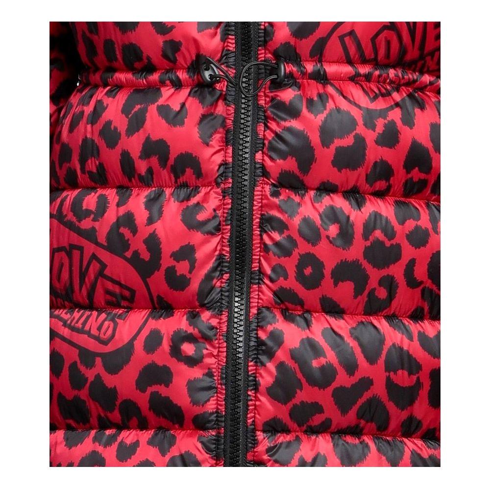 Love Moschino Chic Leopard Print Long Down Jacket Love Moschino