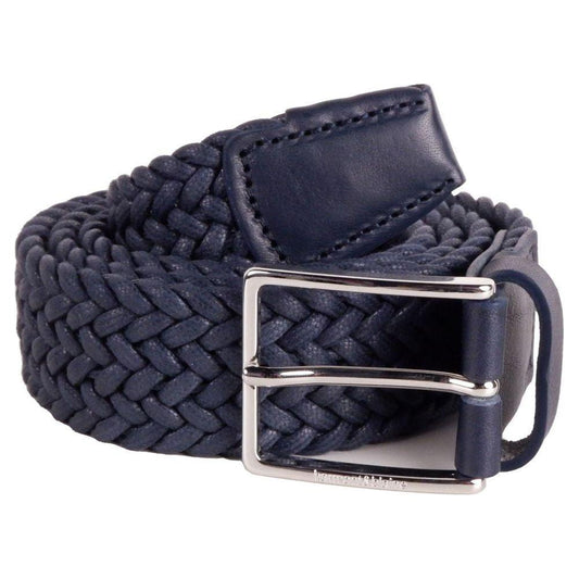 Harmont & Blaine Elegant Dark Blue Fabric Belt with Silver Buckle Harmont & Blaine