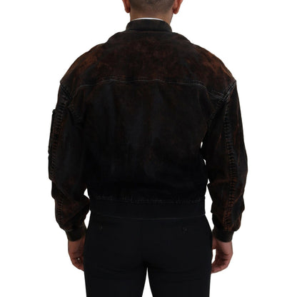 Dsquared² Brown Cotton Bomber Zipper Pocket Sleeves Jacket