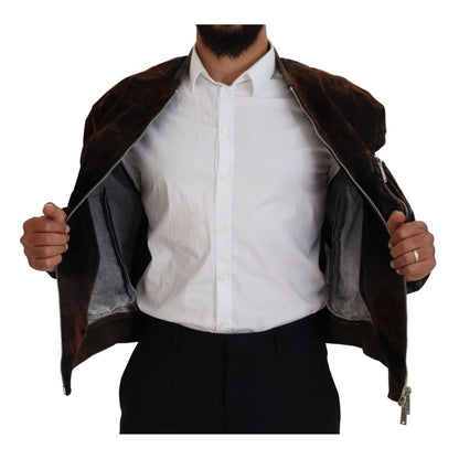 Dsquared² Brown Cotton Bomber Zipper Pocket Sleeves Jacket