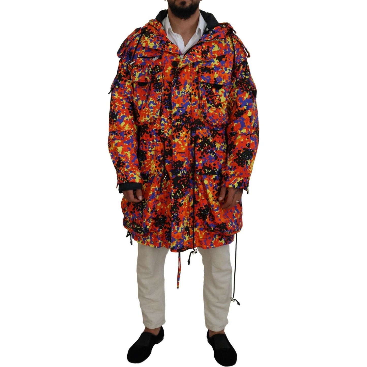 Dsquared² Multicolor Long Hooded Cargo Pocket Coat Jacket Dsquared²